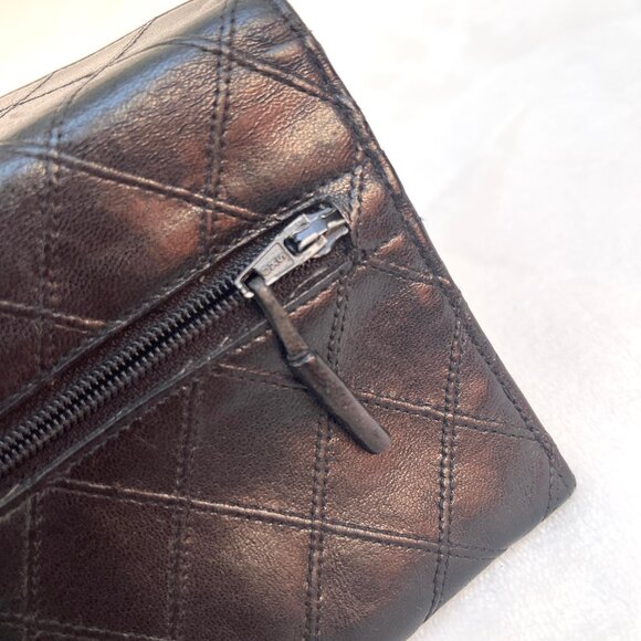 Chanel Small Diamond double Stitch Black Wallet - Picture 12 of 14